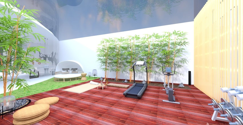 Modern White Fitness Room 3d design renderings