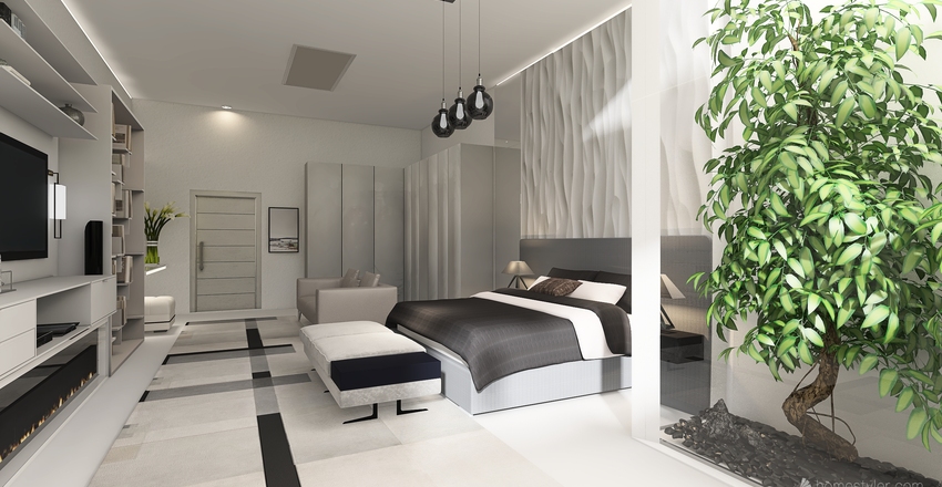 Modern Biophilia White 3d design renderings
