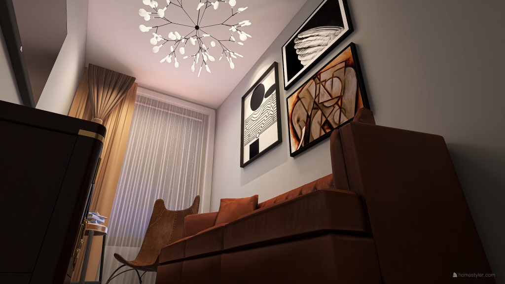 Leather's living room 3d design renderings