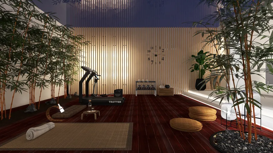 Modern White Fitness Room 3d design renderings