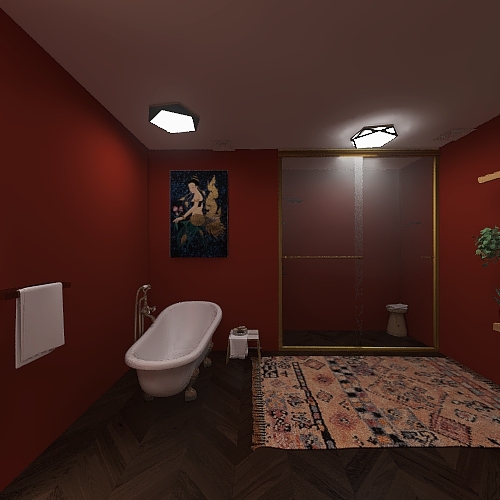 Romantyczna łazienka dla dwojga Design Rendering