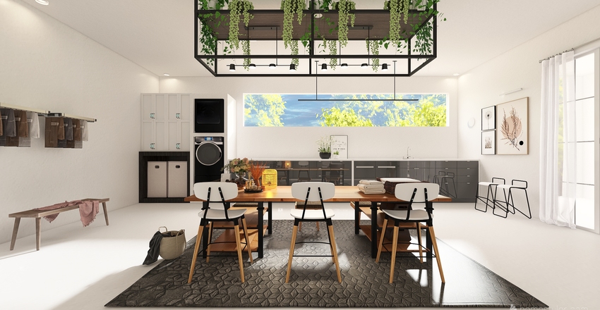 Modern White Laundry and Utility Room 3d design renderings
