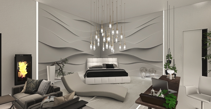 Modern White Master Bedroom 3d design renderings