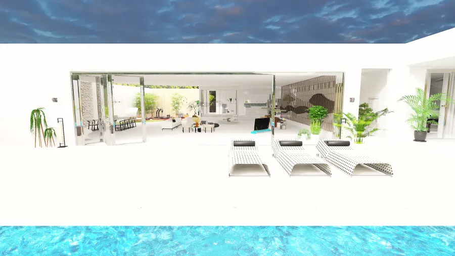 Modern White swimming pool 3d design renderings