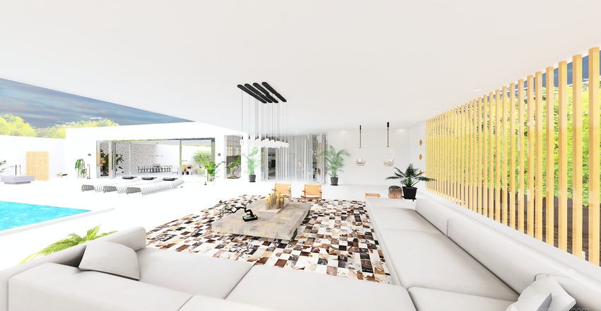 Modern White Master Bedroom Outside Seating Area 3d design renderings