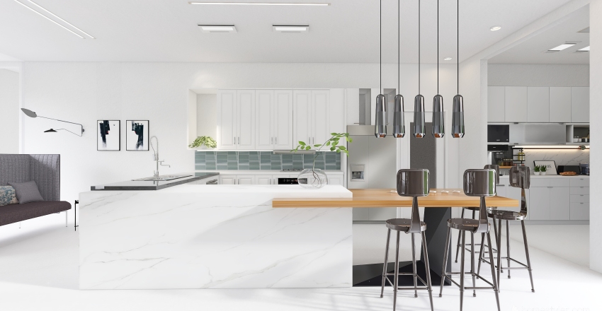 Modern White Kitchen 3d design renderings
