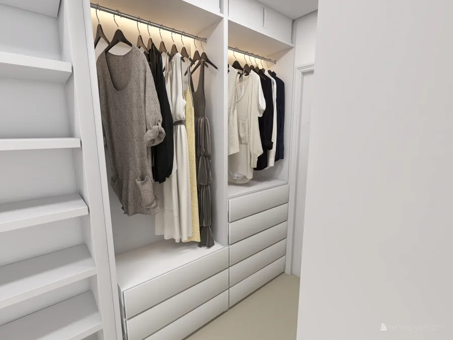 Suíte com Closet 3d design renderings