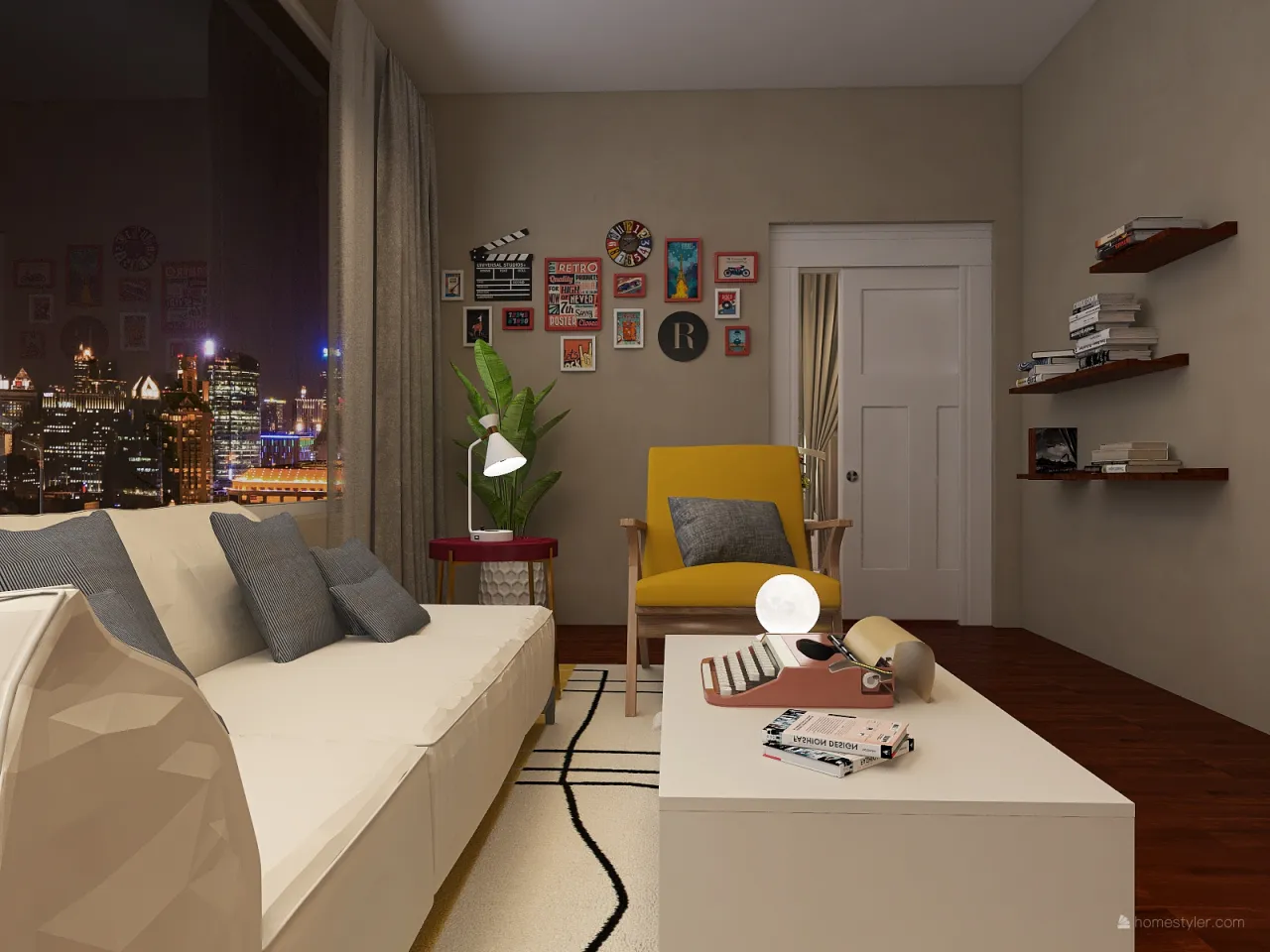 Pequeño departamento colorido 3d design renderings