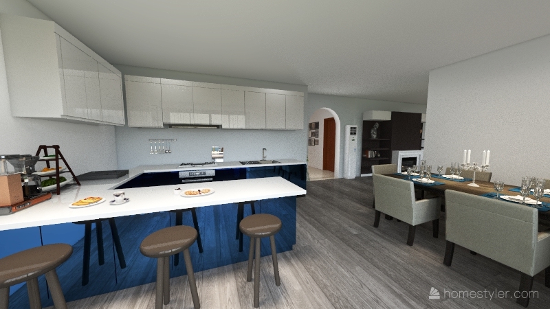 Sala   Cucina 3d design renderings
