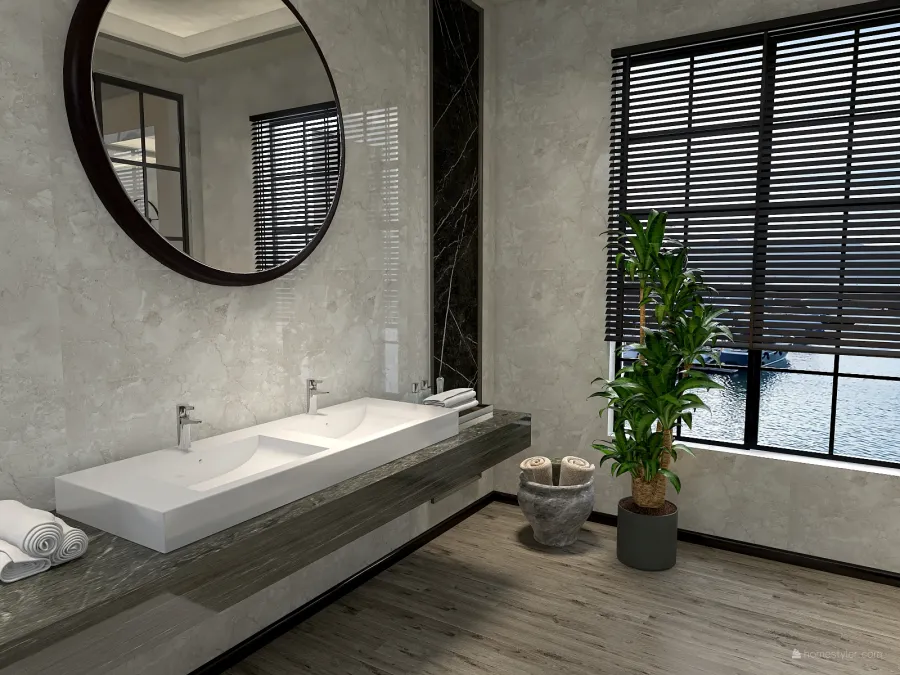 Traditional StyleOther Asian Black Grey ColorScemeOther White ColdTones Bathroom 3d design renderings