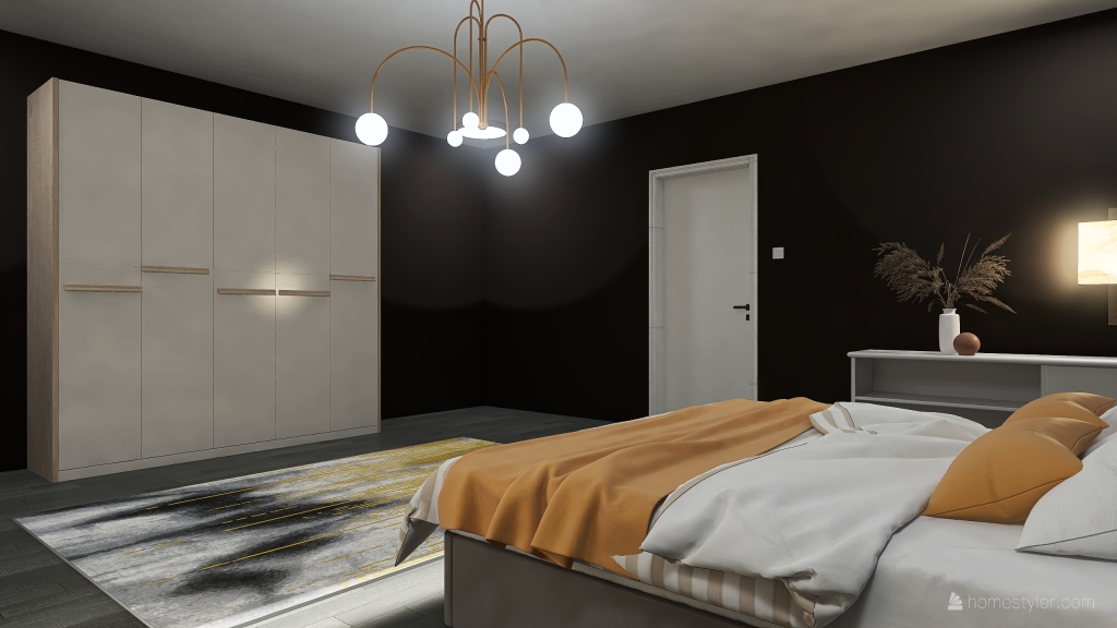 Yellow bedroom 3d design renderings