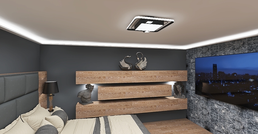 Sypialnia z przejściem do garderoby Interior Design Render