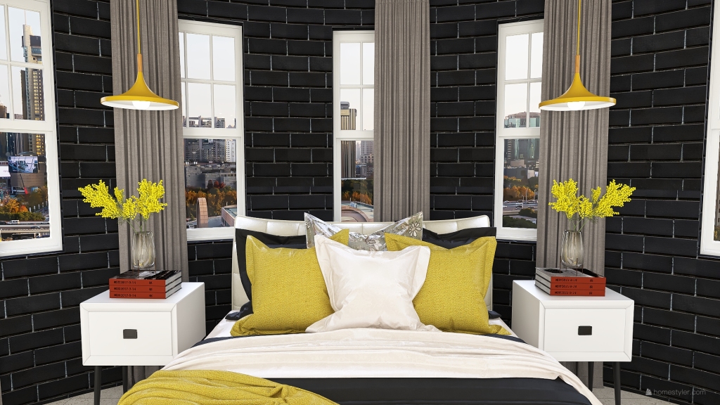 Mustard & Curves apartment 3d design renderings