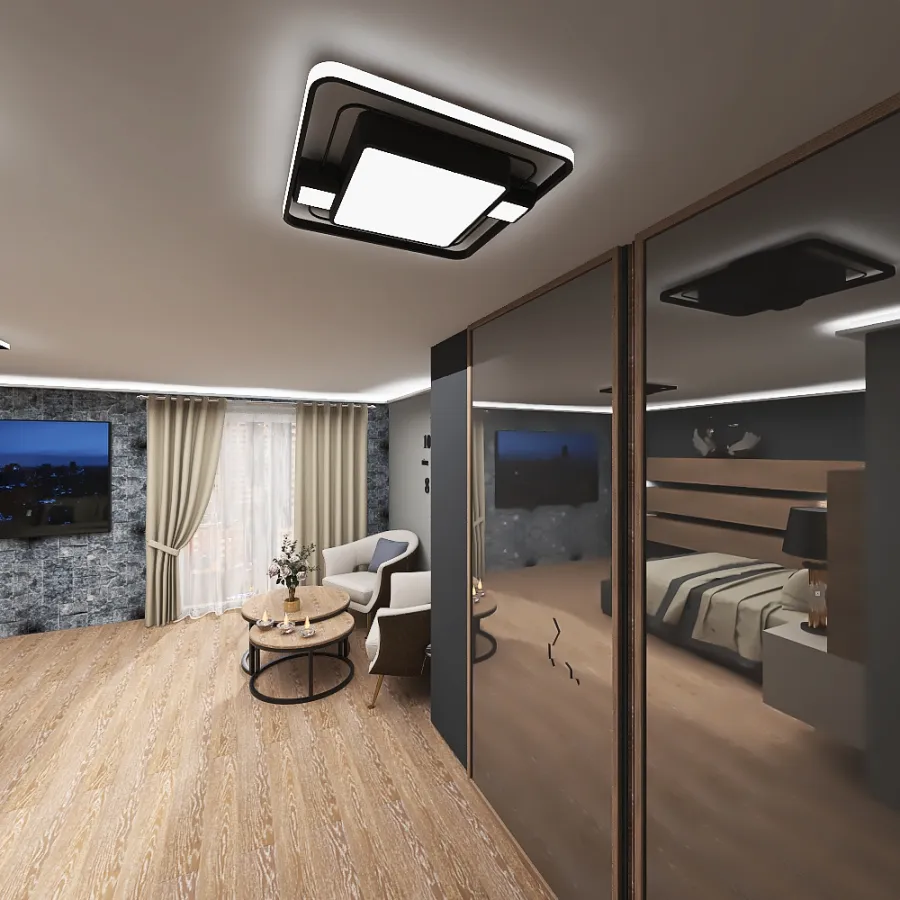 Sypialnia z przejściem do garderoby 3d design renderings