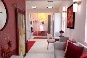 Red Container home Design Rendering