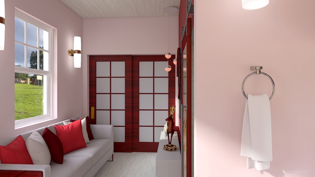 Red Container home 3d design renderings