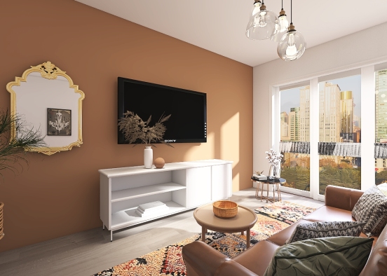 bohemian style living room Design Rendering