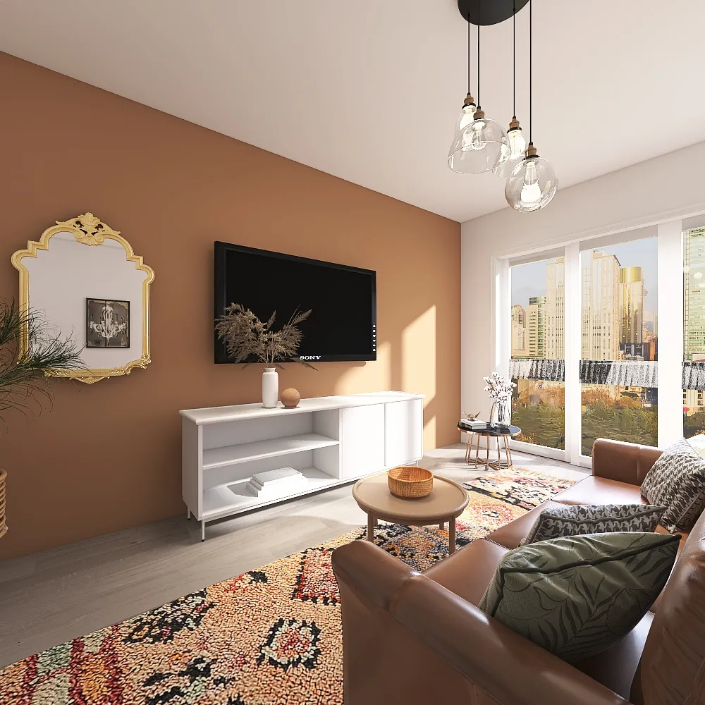 bohemian style living room 3d design renderings