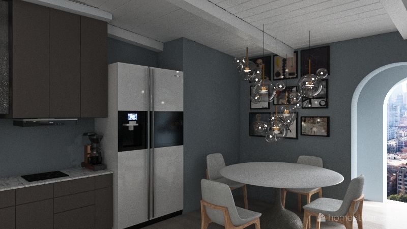 Living, Kitchen, Dining room 3d design renderings