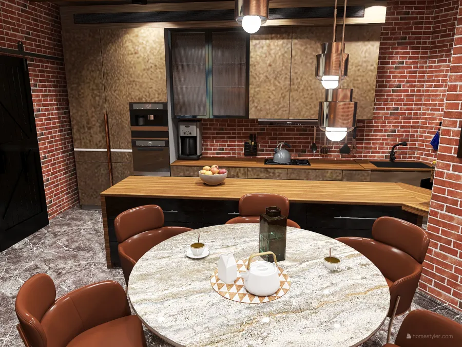 кухня-столовая 3d design renderings