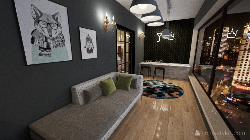 Apartamento na cidade 3d design renderings