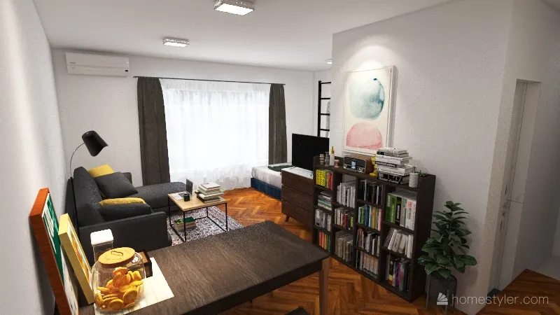 studio apartment A 3d design renderings