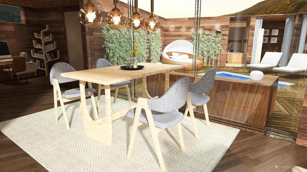Living,Dining Room & Kitchen 3d design renderings