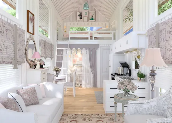 Shabby Chic Cottage Tiny Home Design Rendering