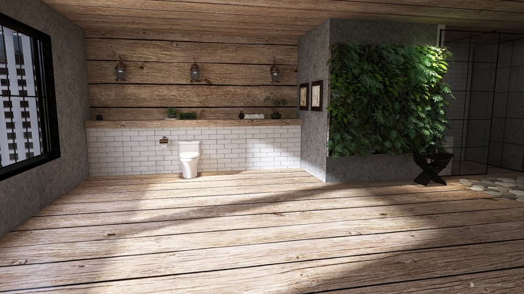 Baño industrial 3d design renderings