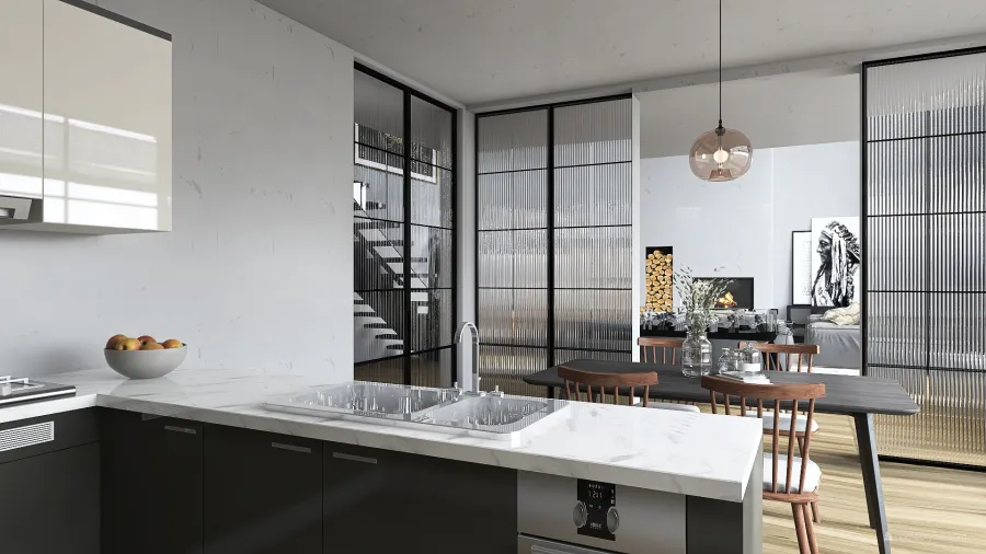 Industrial Contemporary StyleOther NY loft Black ColorScemeOther White 3d design renderings