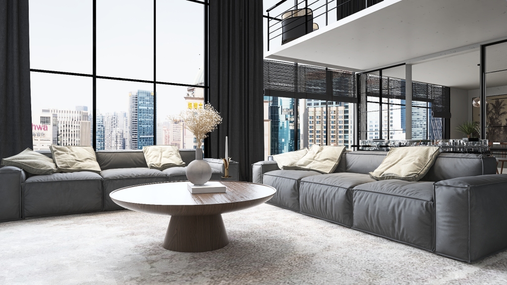 Industrial Contemporary StyleOther NY loft Black ColorScemeOther White 3d design renderings