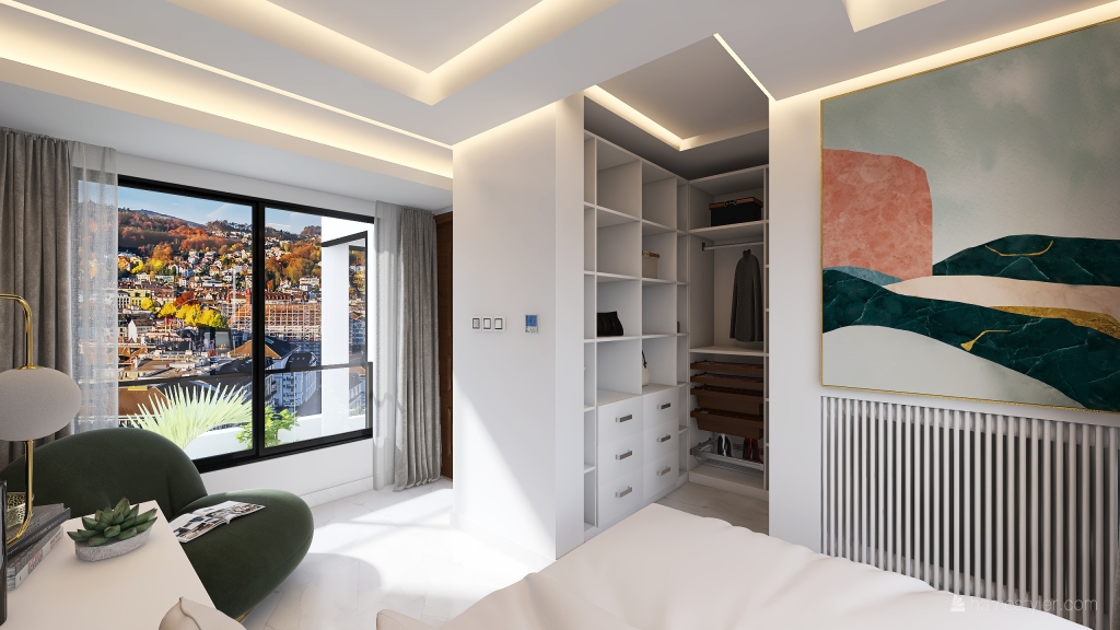 Contemporary Black White ColorScemeOther WarmTones Beige Bedroom 3d design renderings