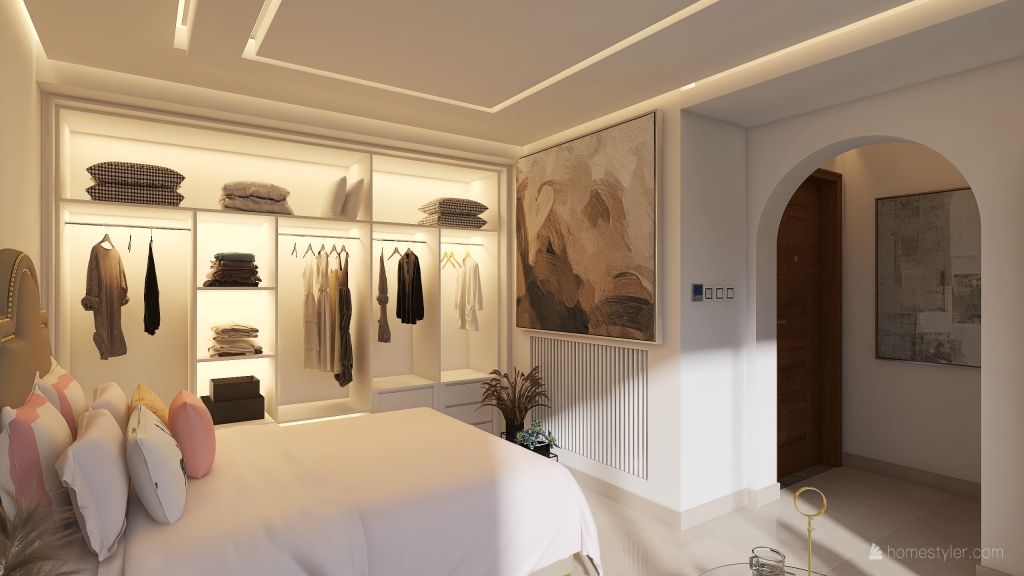Contemporary Black White ColorScemeOther WarmTones Beige Master Bedroom1 3d design renderings