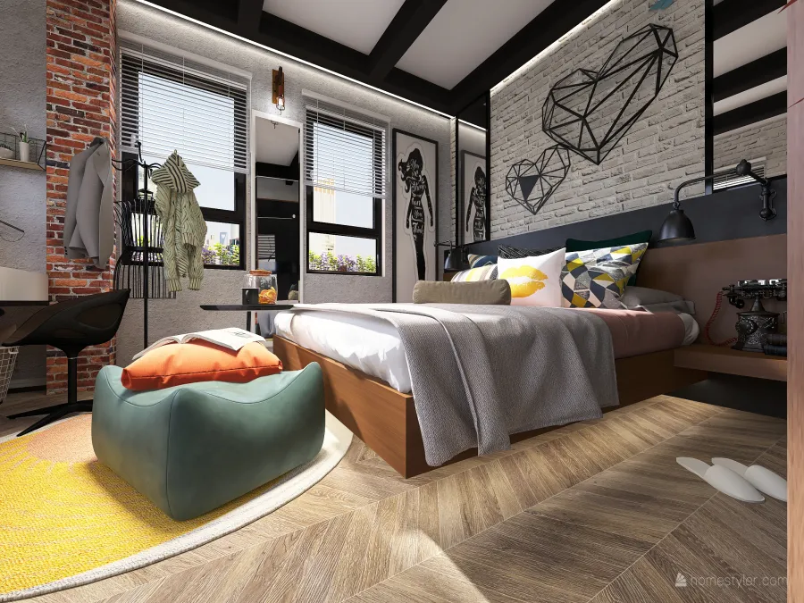 Industrial StyleOther Women's Urban Crib Black ColorScemeOther Grey 3d design renderings