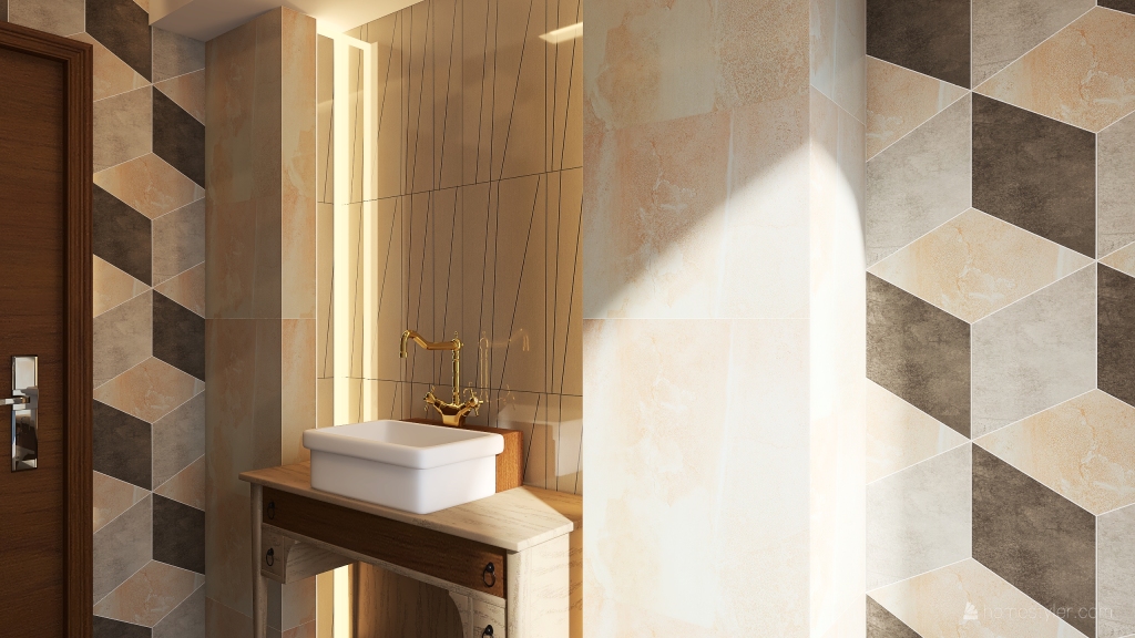 Contemporary Black White ColorScemeOther WarmTones Beige Second Bathroom 3d design renderings