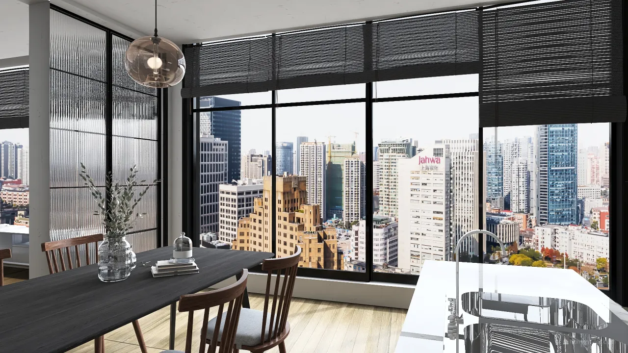 Industrial Contemporary StyleOther NY loft Black ColorScemeOther White 3d design renderings