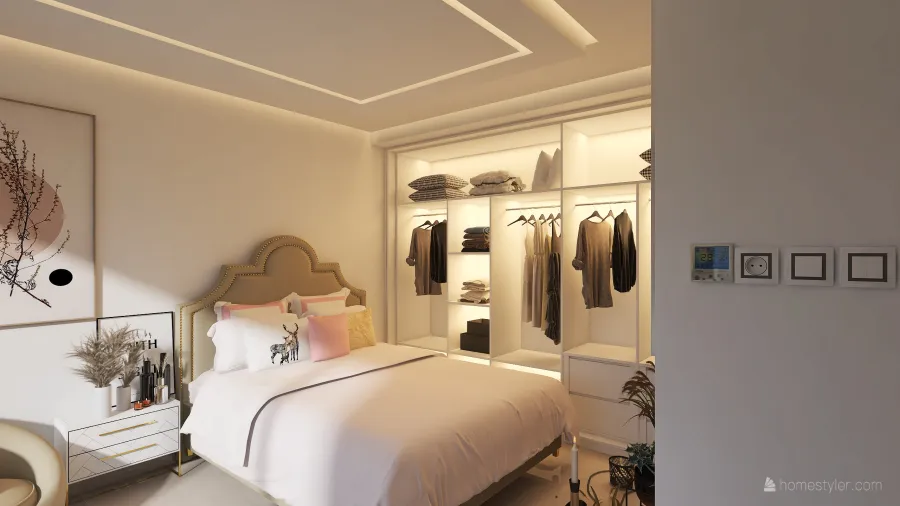 Contemporary Black White ColorScemeOther WarmTones Beige Master Bedroom1 3d design renderings