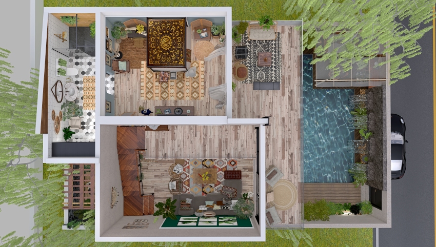 Bohemian Inspired  Bachelors House 3d design picture 698.36