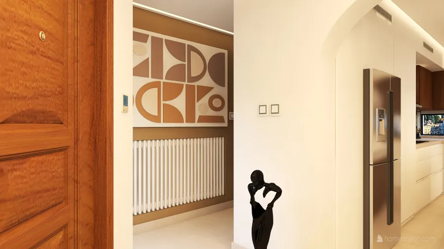 Contemporary Black White ColorScemeOther WarmTones Beige Hallway 3d design renderings