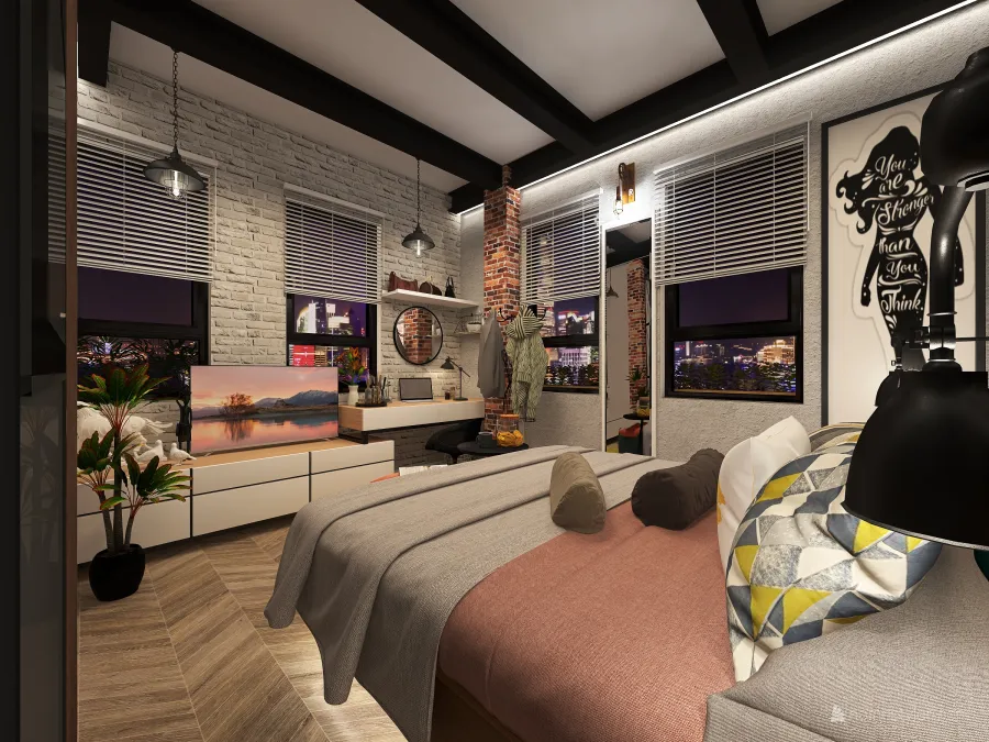 Industrial StyleOther Women's Urban Crib Black ColorScemeOther Grey 3d design renderings