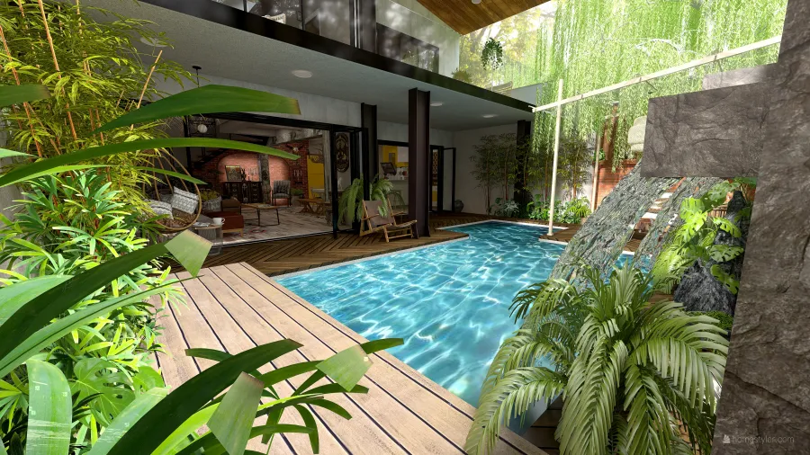 Bohemian Inspired  Bachelors House 3d design renderings