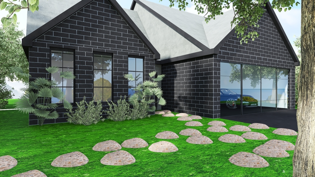 Farmhouse Noir moderne 3d design renderings