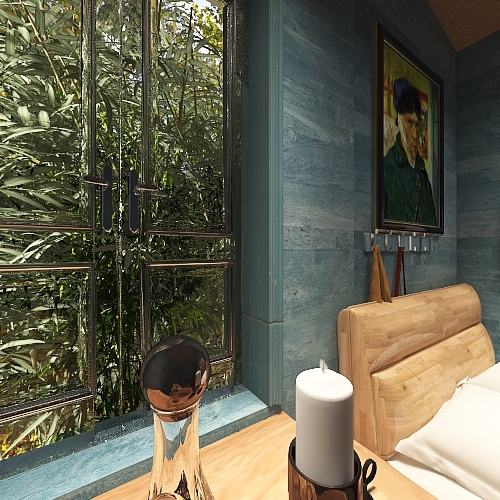 Quarto de Van Gogh 3d design renderings