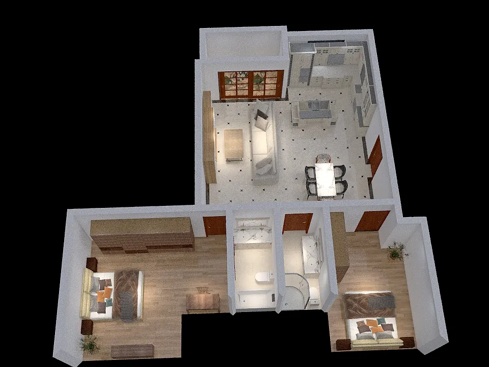 The  Core Two-Bed 3d design renderings