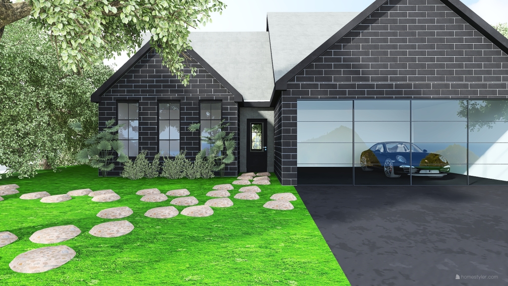 Farmhouse Noir moderne 3d design renderings