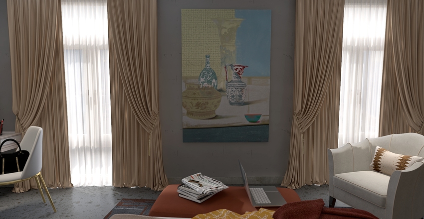 A room for Greta. The concrete challenge. Interior Design Render
