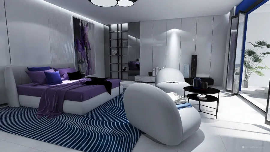StyleOther Contemporary Villa de Lujo Purple Blue ColorScemeOther ColdTones 3d design renderings