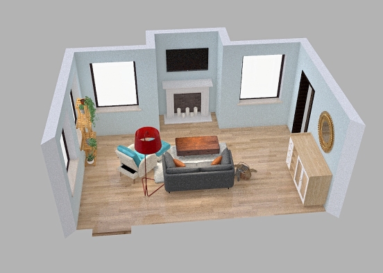Single Living Room Design Rendering