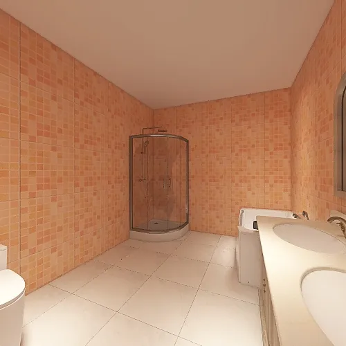Orange bathroom 3d design renderings