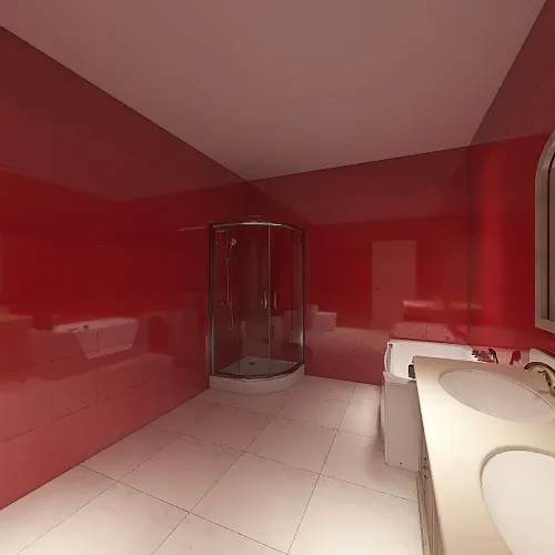 Red Bathroom 3d design renderings